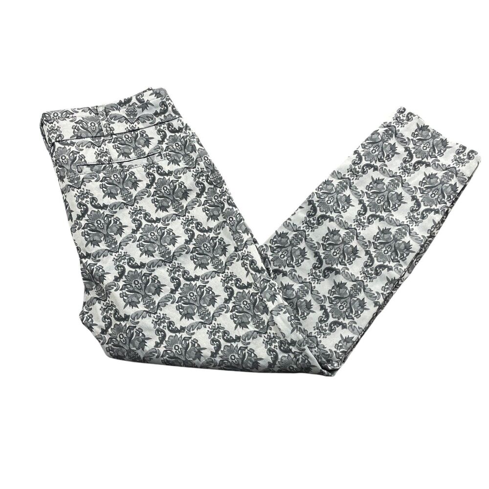 Cartonnier 6 Silver Floral Charlie‎ Ankle Cotton Blend Pants Pockets Zip Closure